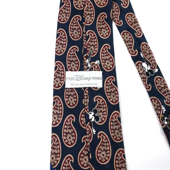Vintage Walt Disney Mickey Mouse Donald Duck Pluto Goofy Paisley Silk Tie Men's - Picture 4 of 6